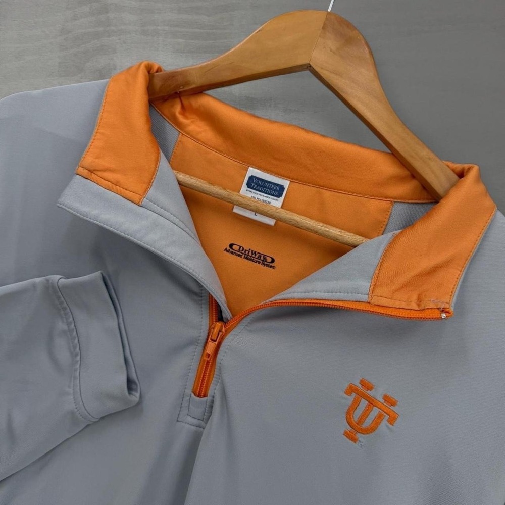 Tennessee Volunteer Traditions 1/4 Zip Pullover Grey Orange Performance Large